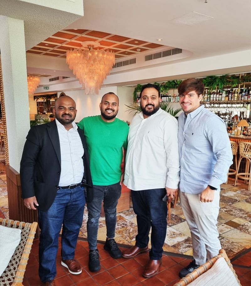 David Martins with the venue team at Amazónico Dubai